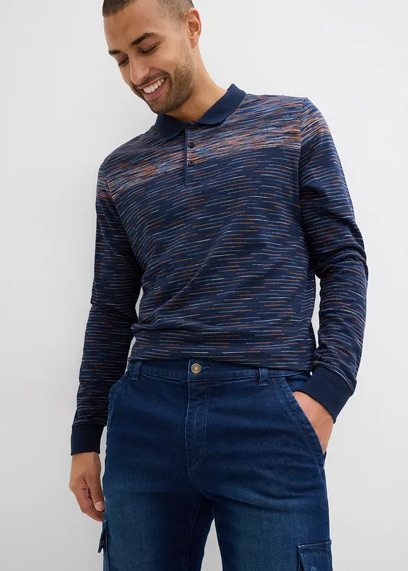 Flanellfodrade  cargojeans med bekväm midja, Regular fit, Straight, bonprix
