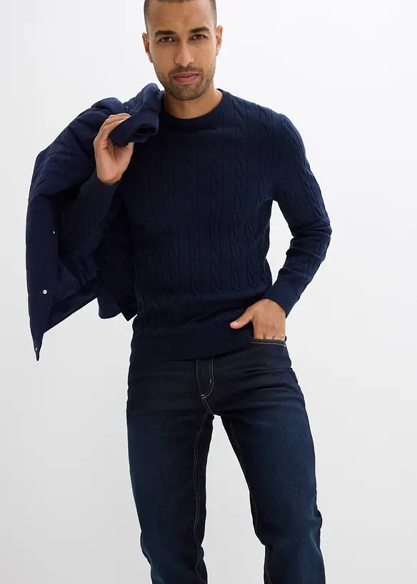 Fodrade jeans, Regular Fit, med mjukt jerseyfoder och resårlinning, bonprix