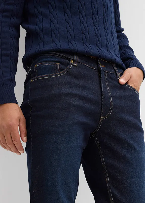 Fodrade jeans, Regular Fit, med mjukt jerseyfoder och resårlinning, bonprix