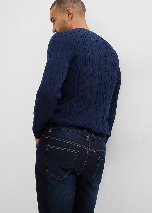 Fodrade jeans, Regular Fit, med mjukt jerseyfoder och resårlinning, bonprix