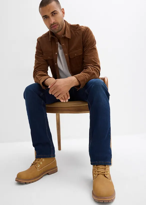 Fodrade jeans, Regular Fit, med mjukt jerseyfoder och resårlinning, bonprix