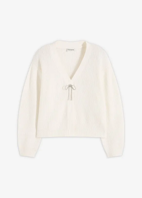 Stickad kofta i kort modell, bonprix