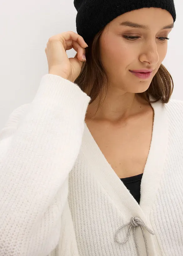 Stickad kofta i kort modell, bonprix