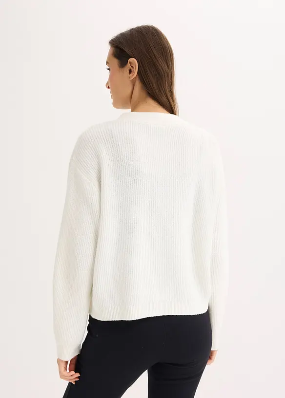 Stickad kofta i kort modell, bonprix