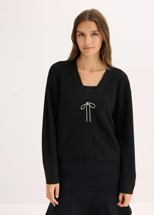 Stickad kofta i kort modell, bonprix