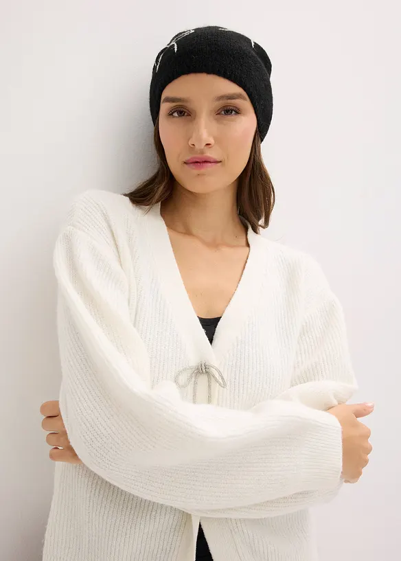 Stickad kofta i kort modell, bonprix