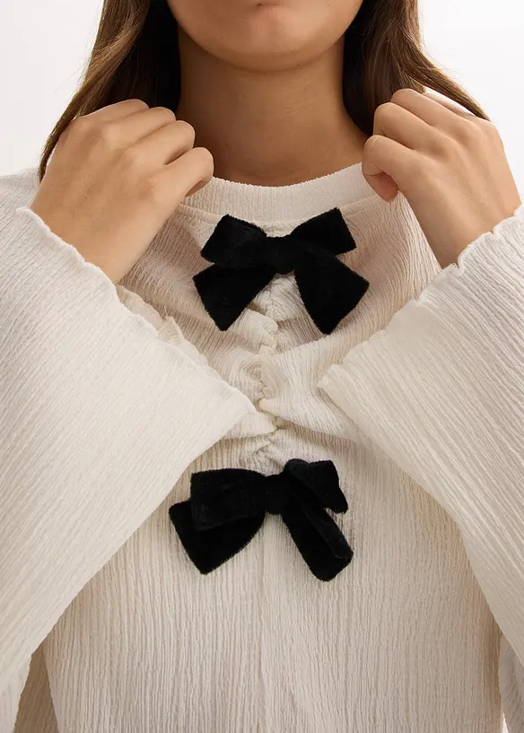 Långärmad topp av crêpe, bonprix