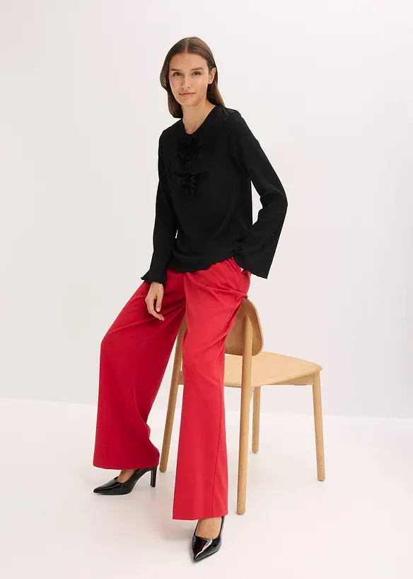 Långärmad topp av crêpe, bonprix