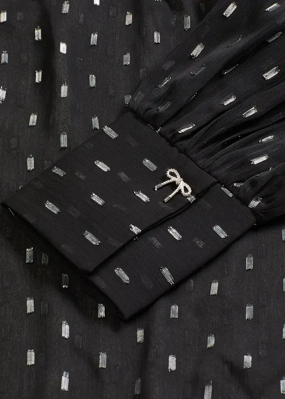 Transparent blus med knytband, bonprix