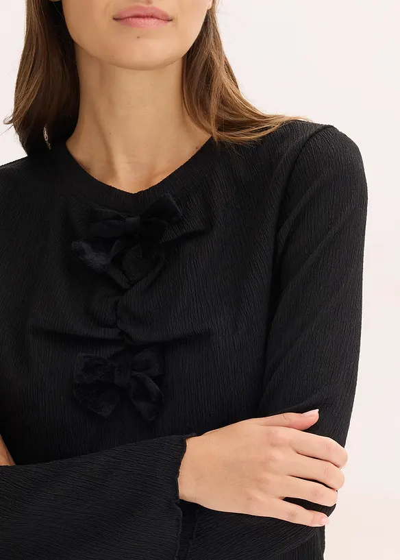 Långärmad topp av crêpe, bonprix