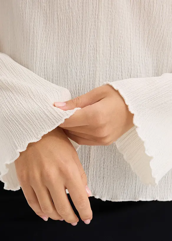 Långärmad topp av crêpe, bonprix