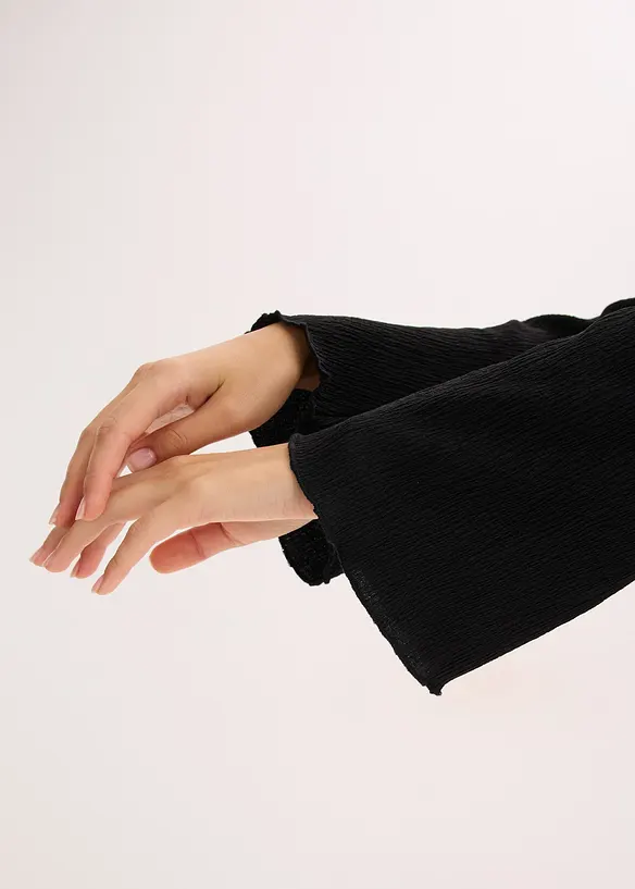 Långärmad topp av crêpe, bonprix