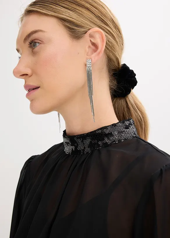 Blustopp av tunn tyll med paljetter, bonprix