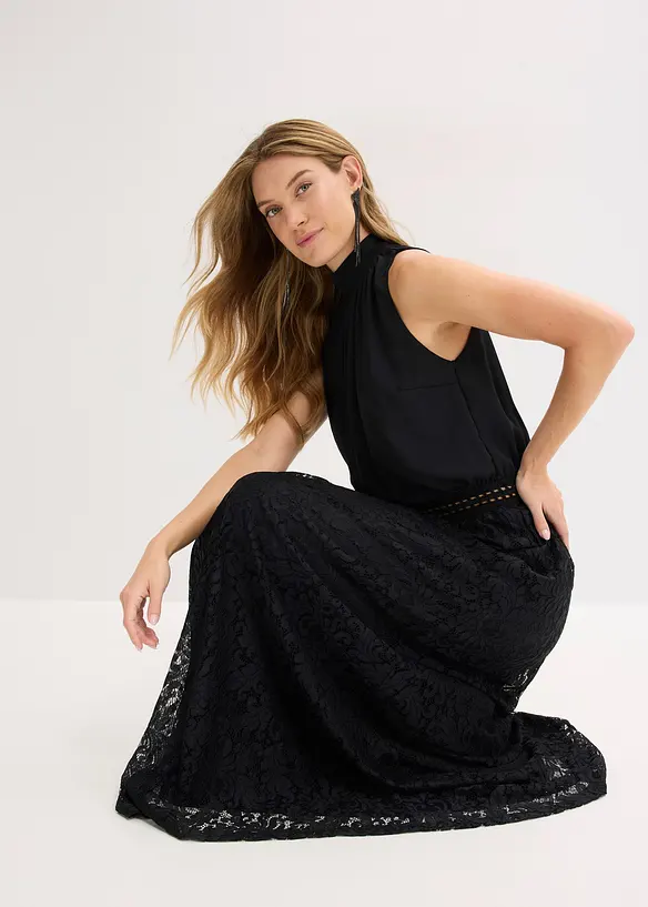 Maxiklänning med spetskjol, bonprix