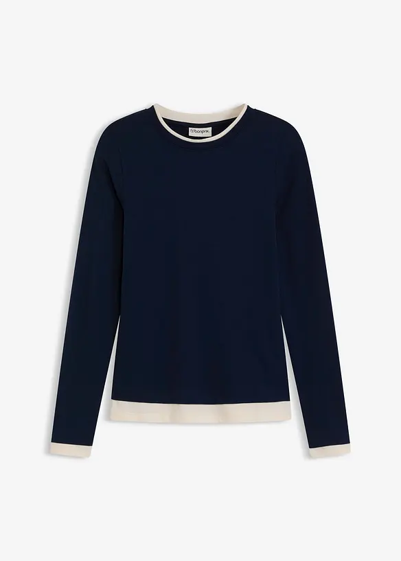 Långärmad topp av bomullsmix, bonprix