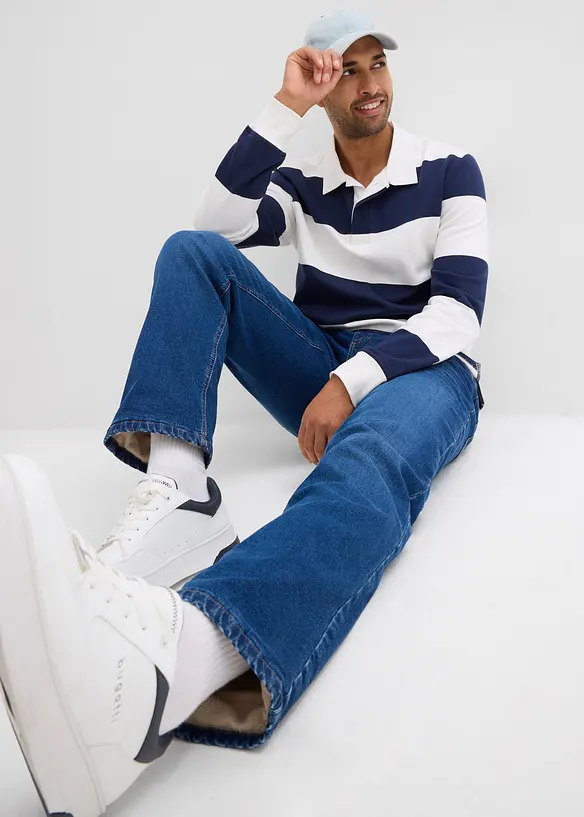 Fodrade jeans med stretch och resårlinning, Straight, bonprix
