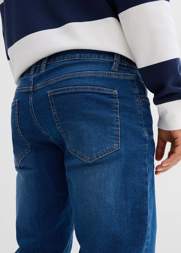 Fodrade jeans med stretch och resårlinning, Straight, bonprix