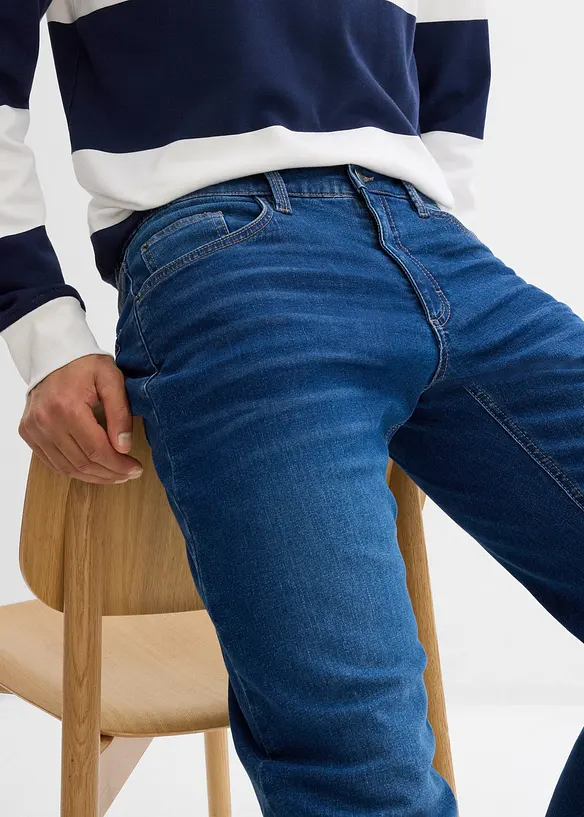 Fodrade jeans med stretch och resårlinning, Straight, bonprix