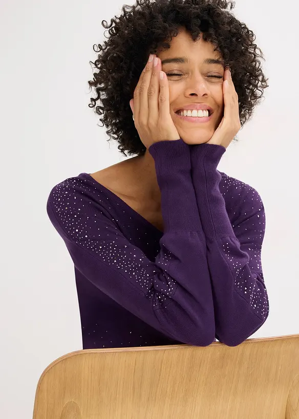 Tröja med strassapplikation, bonprix