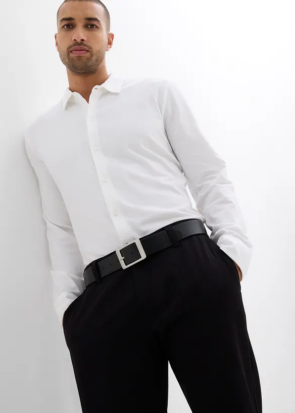 Långärmad skjorta av bomullspiké med mycket stretch, Slim Fit, bonprix