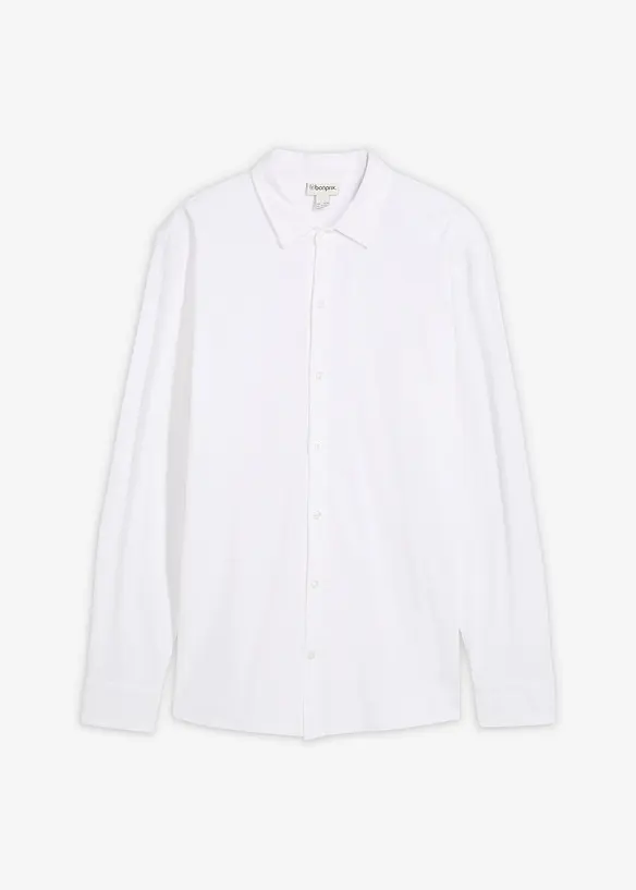 Långärmad skjorta av bomullspiké med mycket stretch, Slim Fit, bonprix