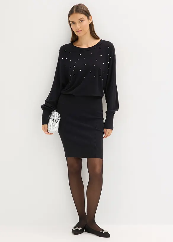 Stickad klänning i mjuk viskosmix, bonprix