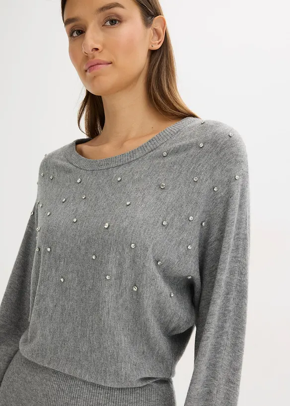 Stickad klänning i mjuk viskosmix, bonprix