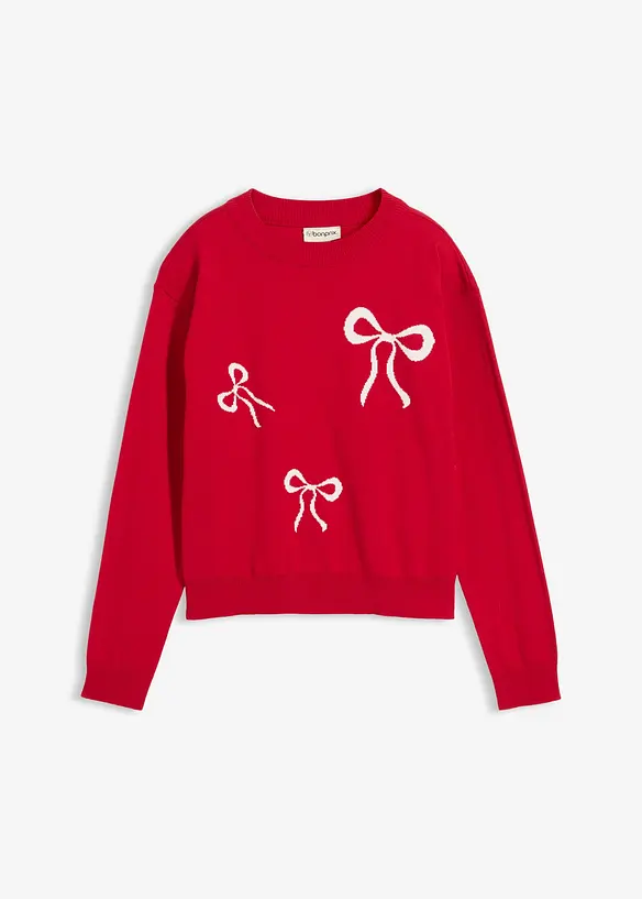 Finstickad tröja med rosettdetalj, bonprix