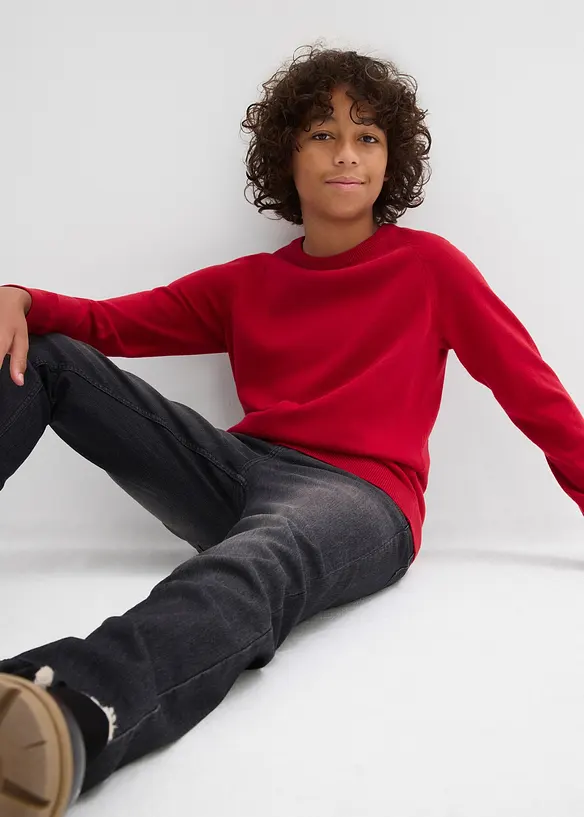 Finstickad tröja i ren bomull, bonprix