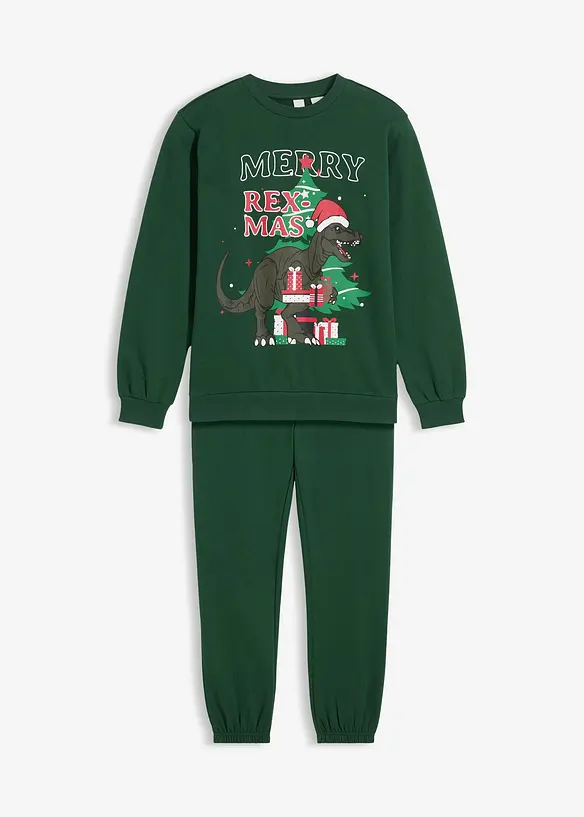 Sweatshirt och trikåbyxa i bomull (2 delar), bonprix