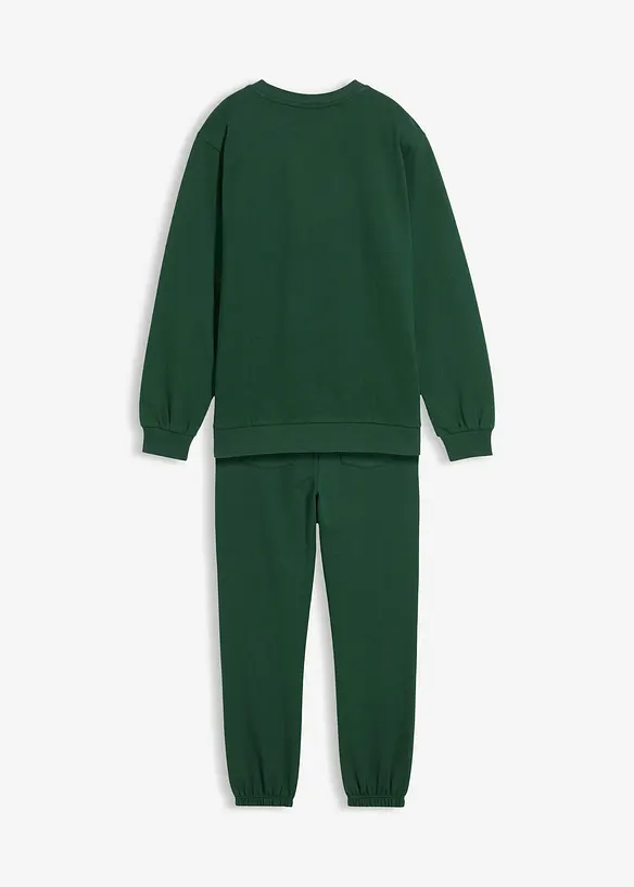 Sweatshirt och trikåbyxa i bomull (2 delar), bonprix