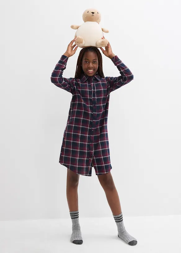 Nattlinne av mjuk flanell med knappslå, bonprix