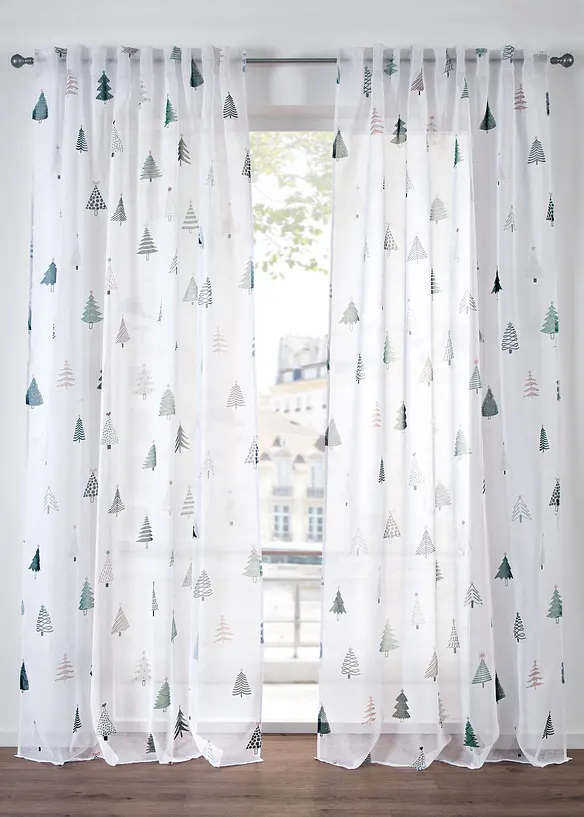 Gardin med granmönster (1-pack), bonprix