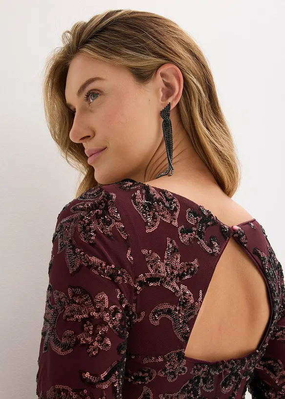 Paljettklänning med öppning i ryggen, bonprix