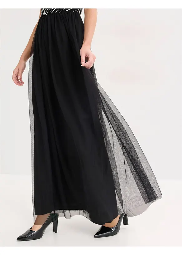 Maxiklänning med pärlbroderi, bonprix