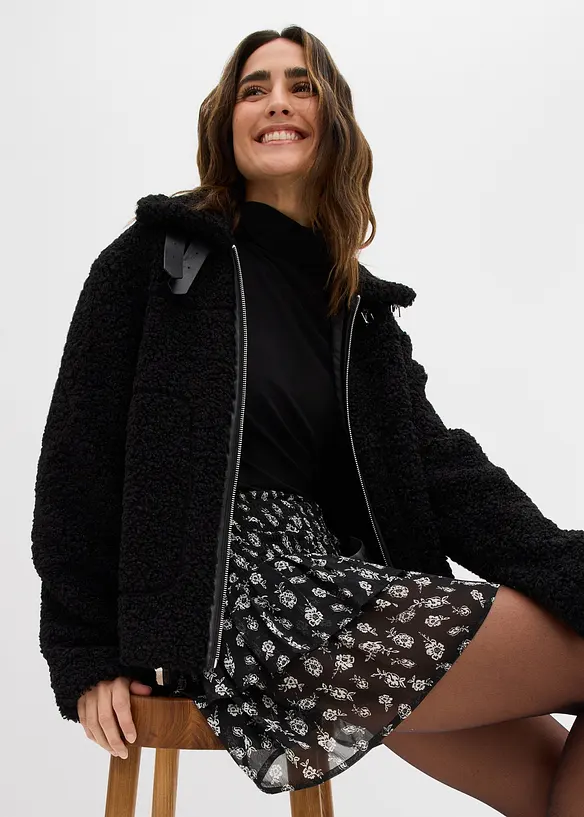 Volangkjol av krinklat material, bonprix