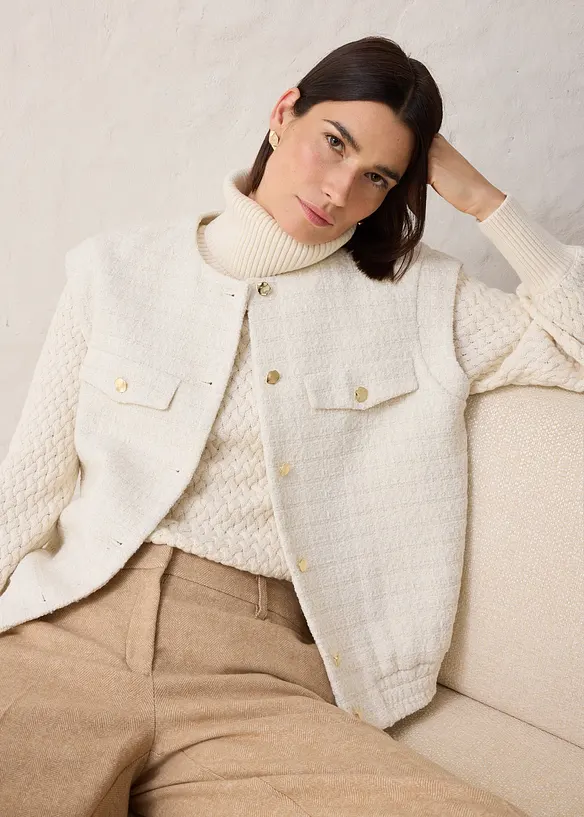 Kavajv&auml;st med ylleandel, bonprix