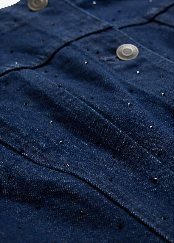 Jeansjacka med strass, bonprix