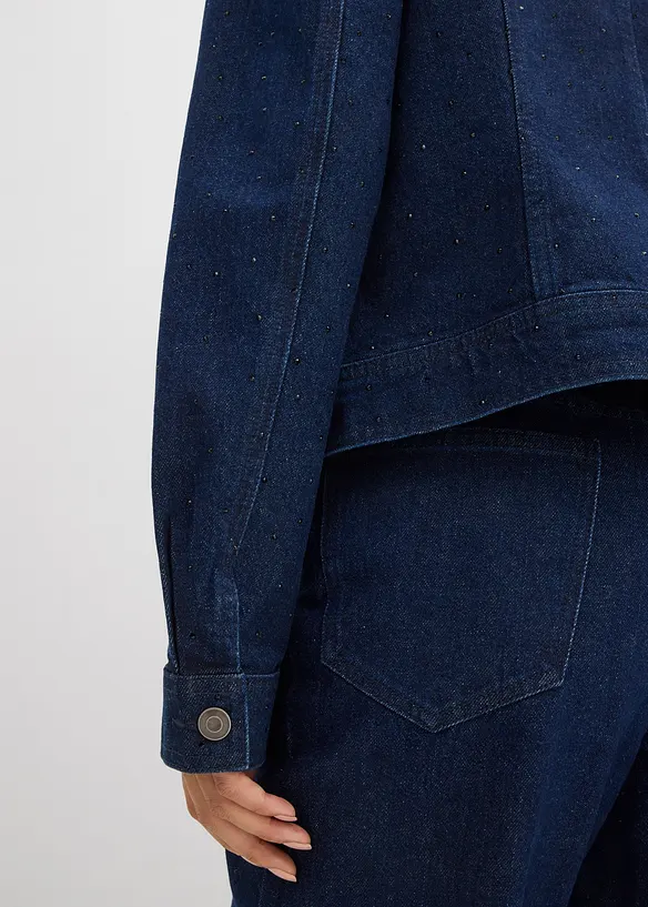 Jeansjacka med strass, bonprix