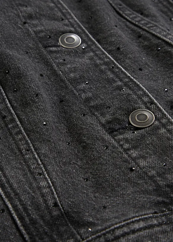 Jeansjacka med strass, bonprix