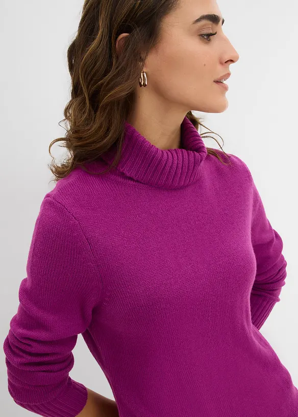 Finstickad polotröja i basmodell, bonprix