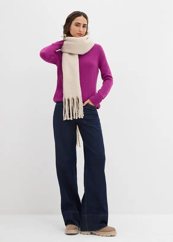 Finstickad polotröja i basmodell, bonprix