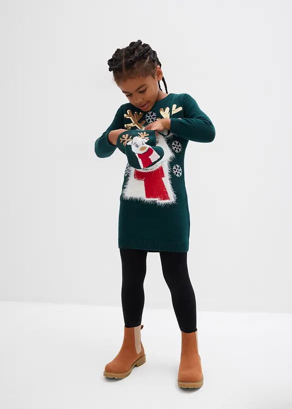 Stickad kl&auml;nning och v&auml;ska (2 delar), bonprix