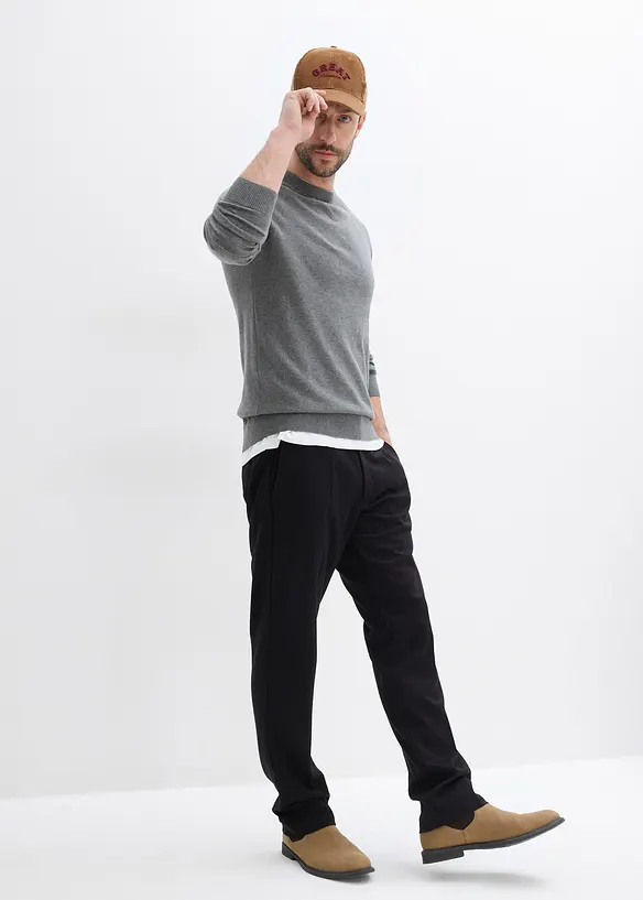 Finstickad tröja (2-pack) i bomull, bonprix