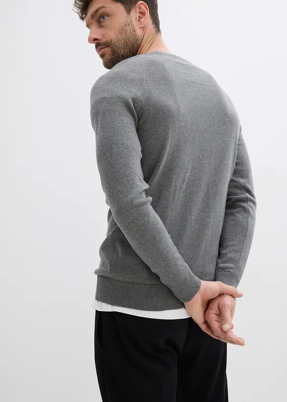 Finstickad tröja (2-pack) i bomull, bonprix