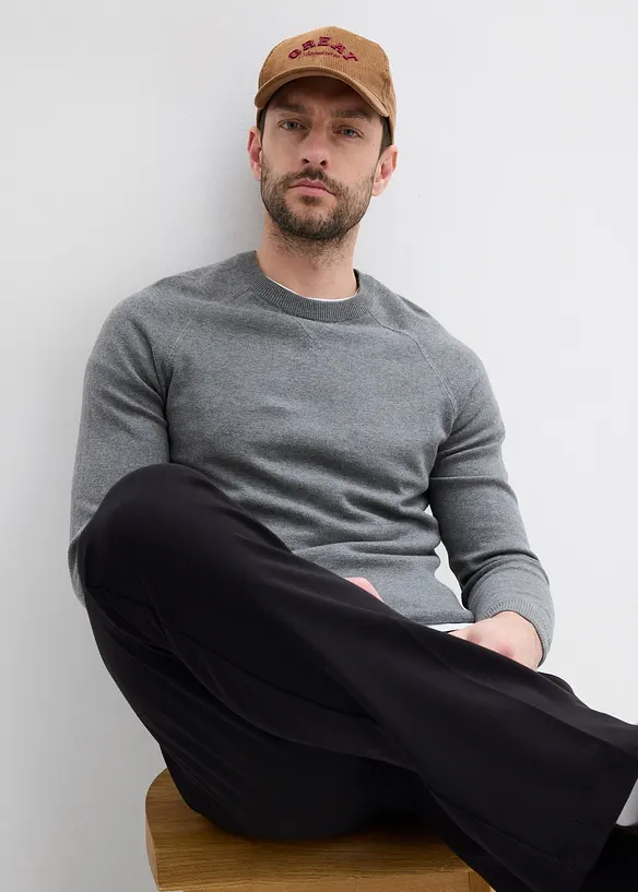 Finstickad tröja (2-pack) i bomull, bonprix