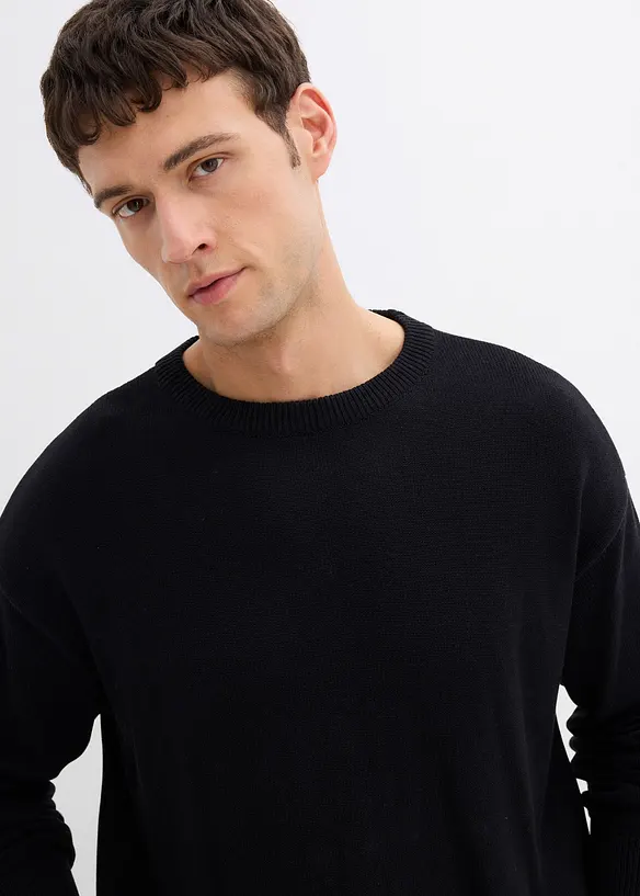 Tröja med rund halsringning i bomullsblandning, Loose Fit, bonprix