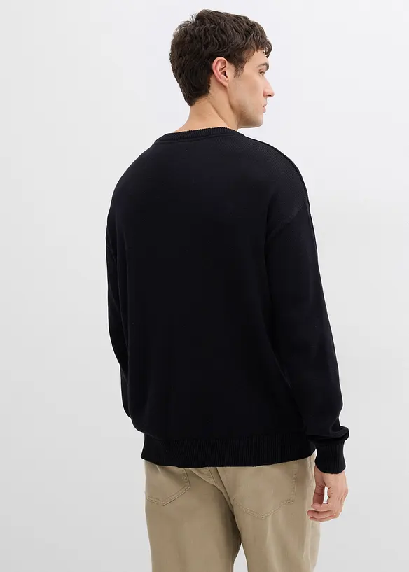 Tröja med rund halsringning i bomullsblandning, Loose Fit, bonprix