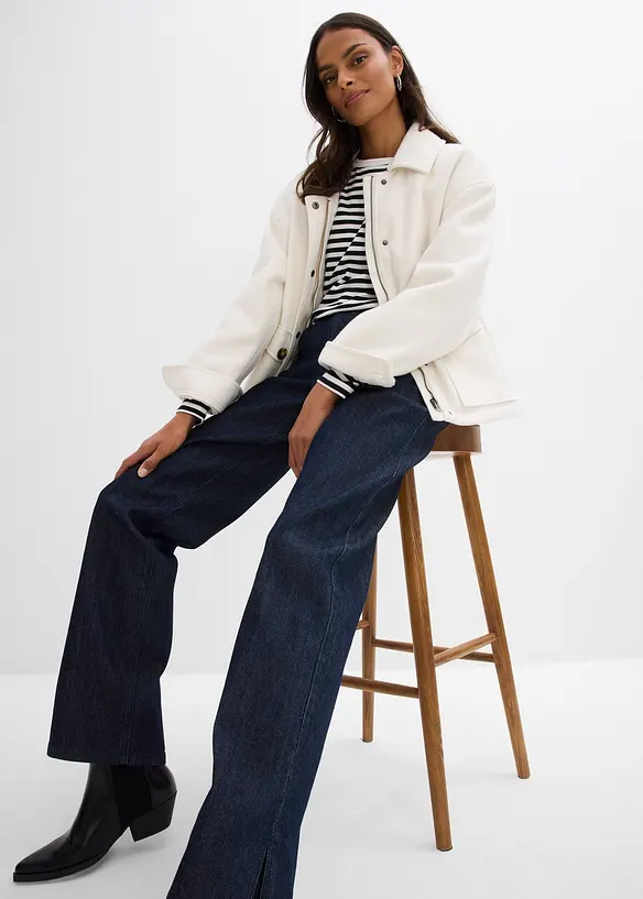 Wide Leg Jeans High Waist med bekväm midja, bonprix