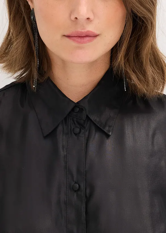 Skjortblus i glänsande satin, bonprix